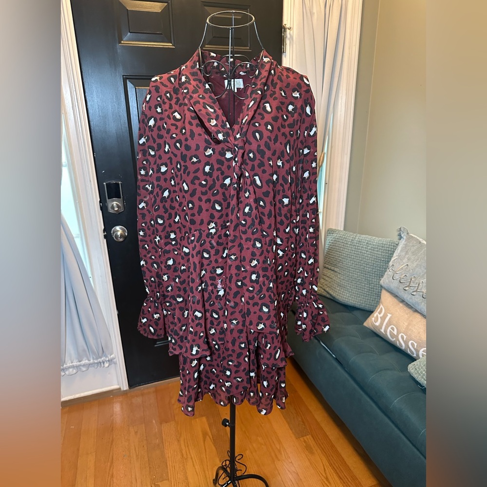Leopard Print Long Sleeve Dress